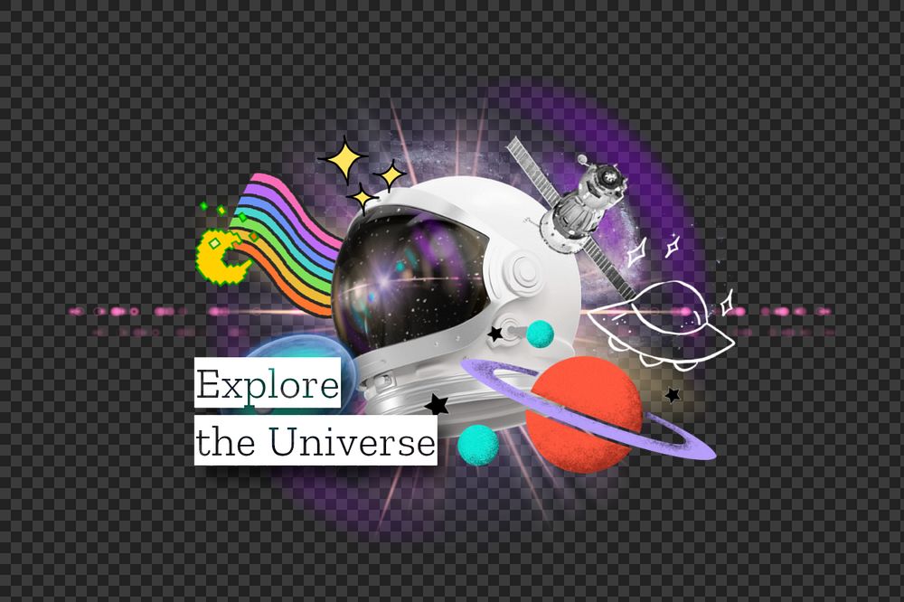 Explore the universe png element, 3d remix, editable design
