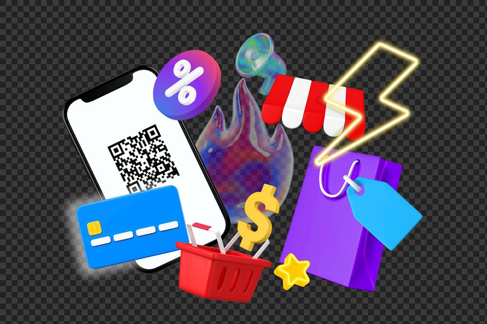 Online shopping png element, 3d remix, editable design