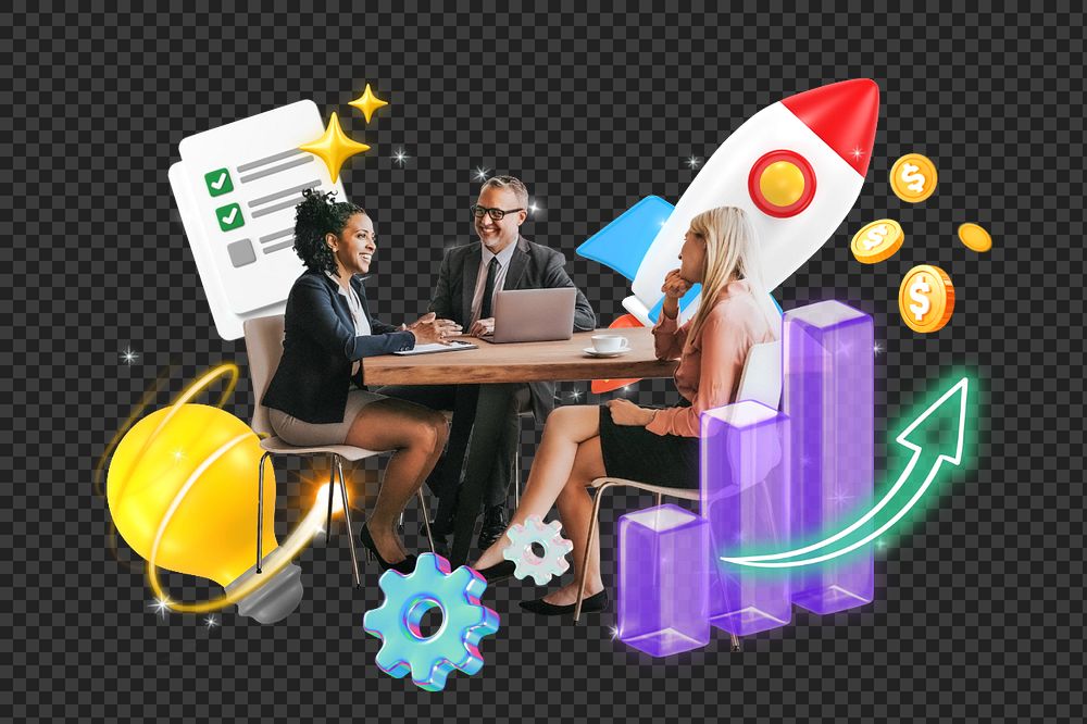 Business collaboration png element, 3d remix, editable design