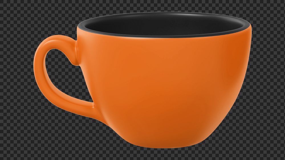 Ceramic coffee cup mockup, orange design