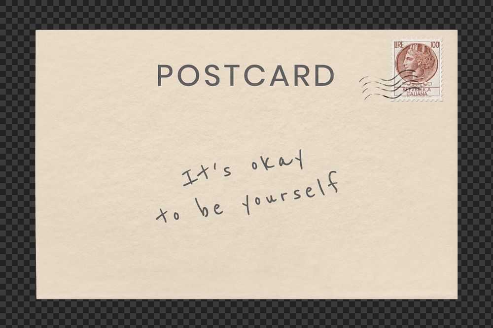 Editable vintage postcard mockup element, flat lay design