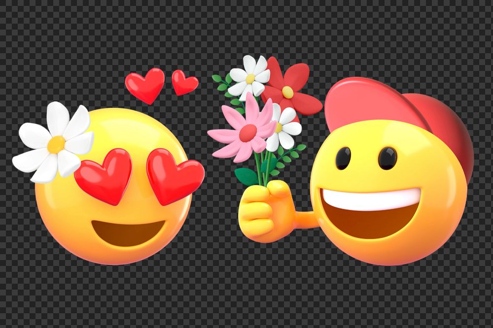Giving flower emoji sticker, 3D emoticon editable design