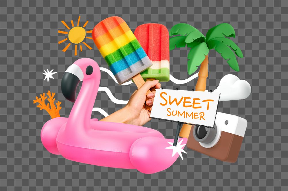 Sweet summer, editable word 3D remix