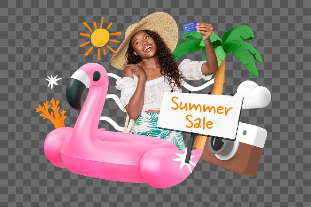 Summer sale, editable word 3D remix