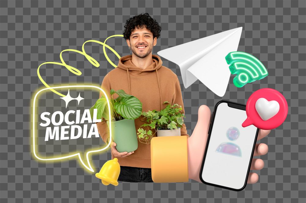 Social media png element, editable collage remix design