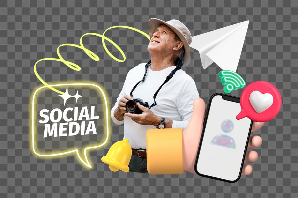 Social media png element, editable collage remix design