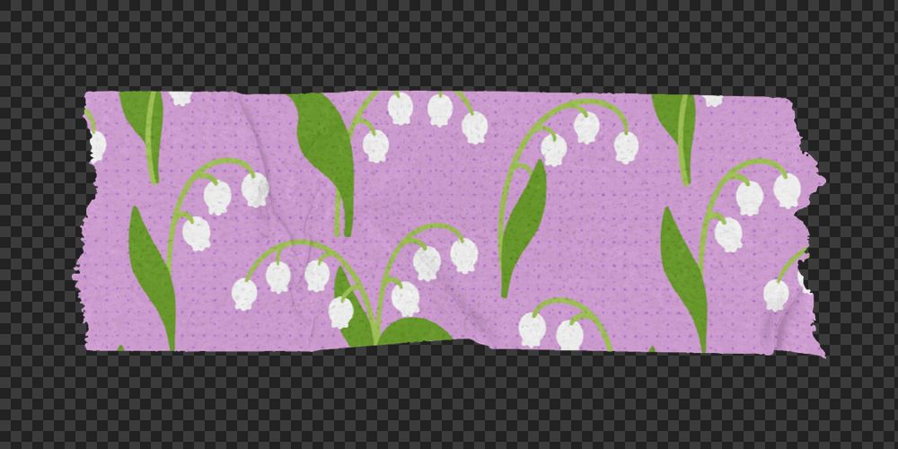 Washi tape png mockup element, floral pattern transparent background