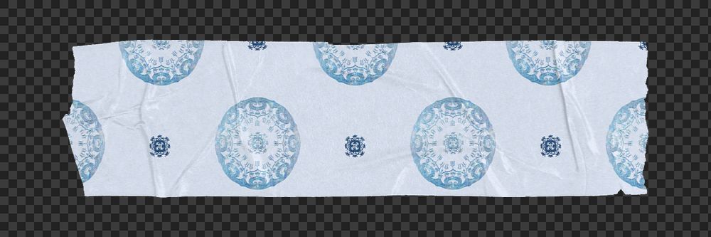 Washi tape png mockup element, Mandala pattern transparent background