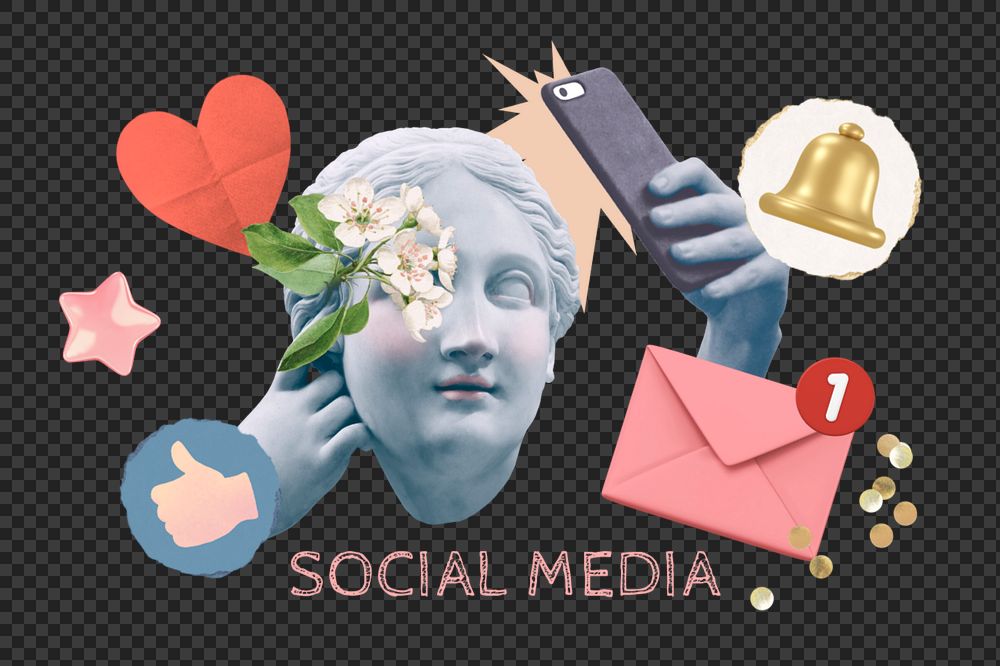 Social media png element, editable collage remix design