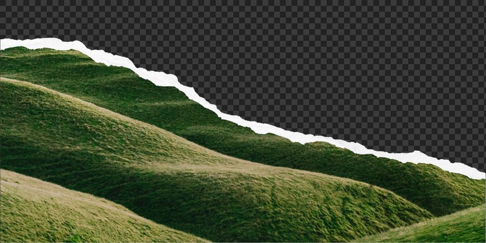 Png ripped paper border mockup element, hill on transparent background