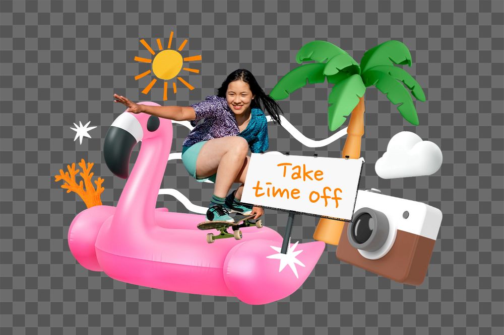 Take time off, editable word 3D remix