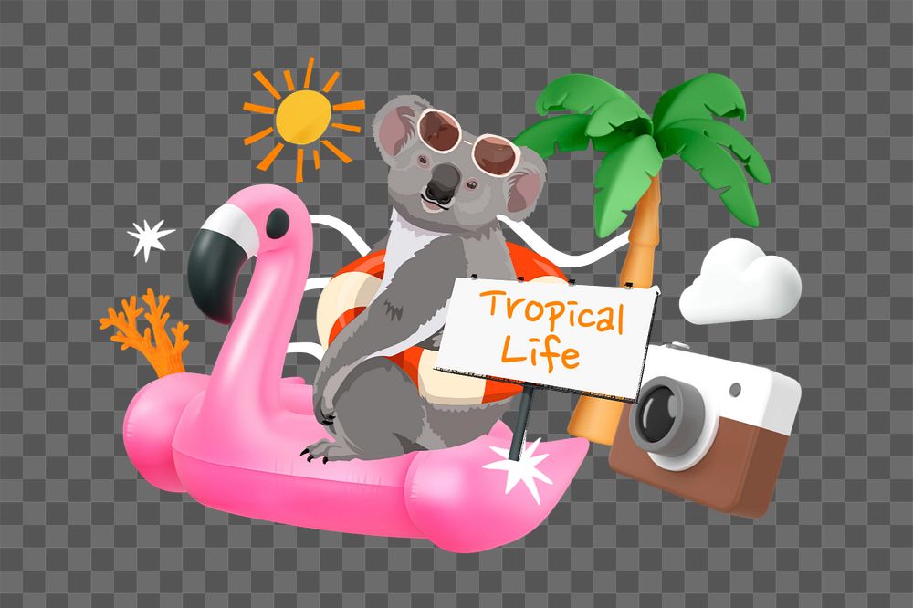 Tropical life, editable word 3D remix