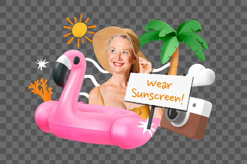 Wear sunscreen, editable word 3D remix