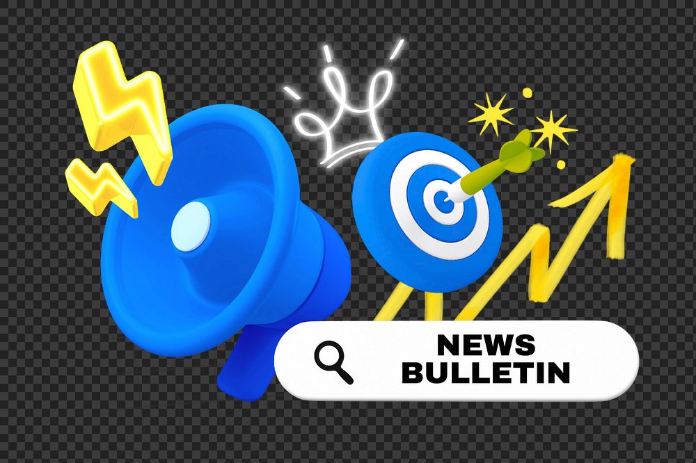 News bulletin, editable business word 3D remix