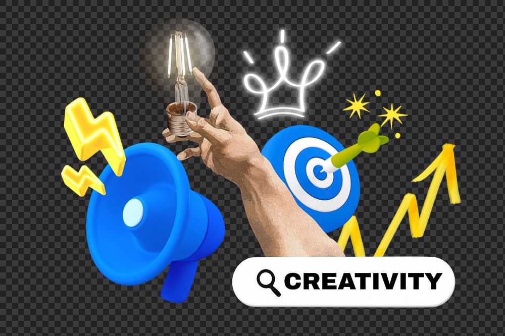 Creativity, editable business word 3D remix