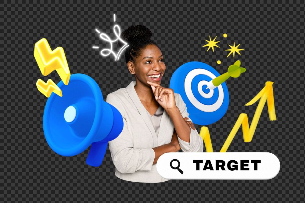 Target, editable business word 3D remix