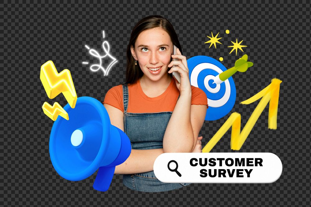 Customer survey, editable word, 3D remix