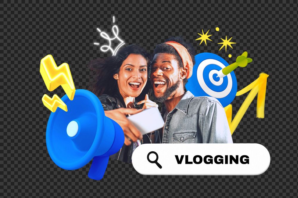 Vlogging, editable word, 3D remix