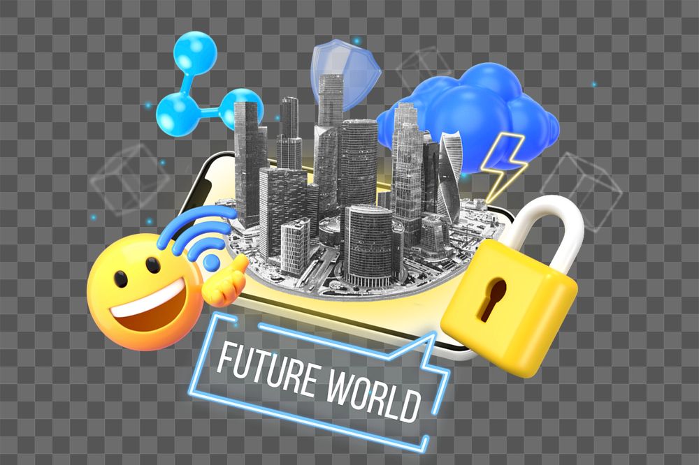 Future world, editable word, 3D remix