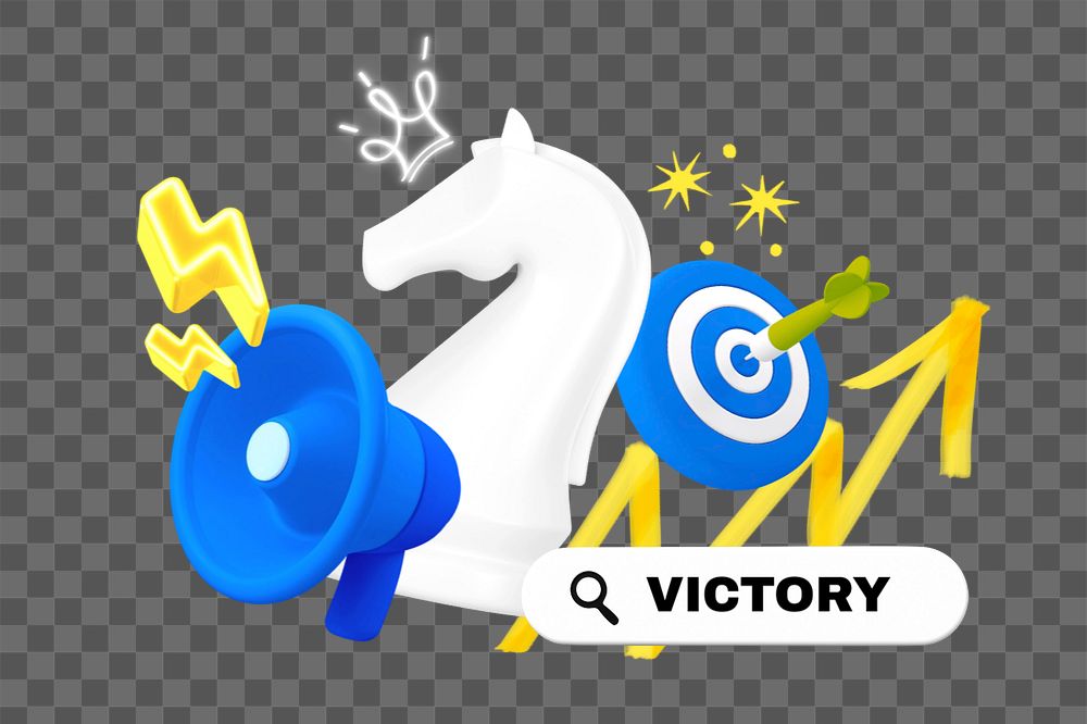 Victory, editable business word 3D remix