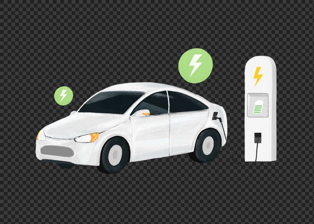Png element charging station environment illustration, editable design
