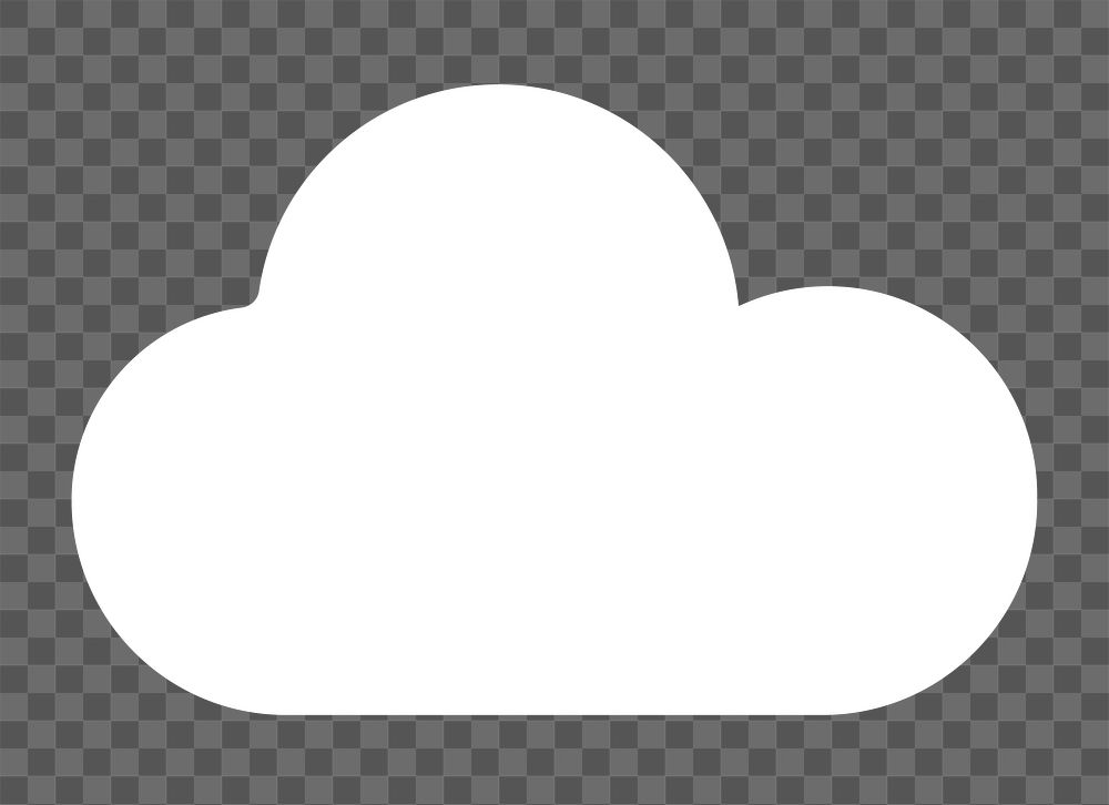 White cloud icon png bold shape, transparent background