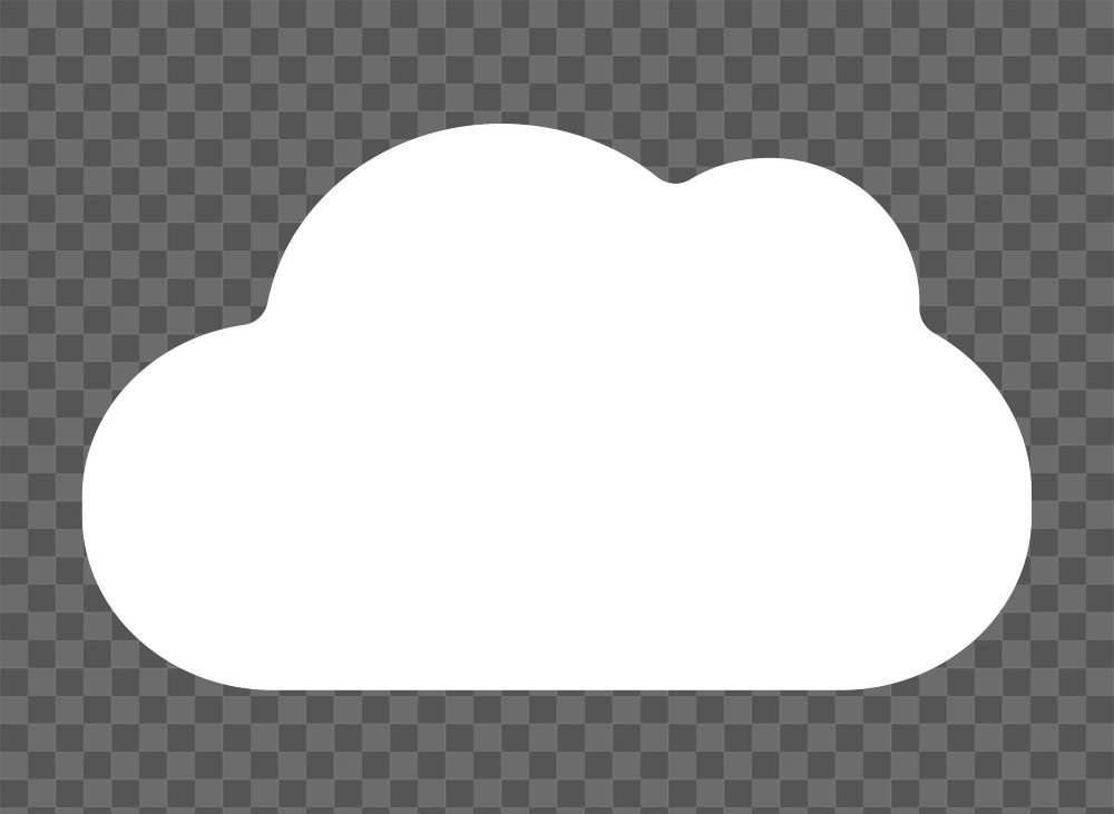 White cloud icon png bold shape, transparent background