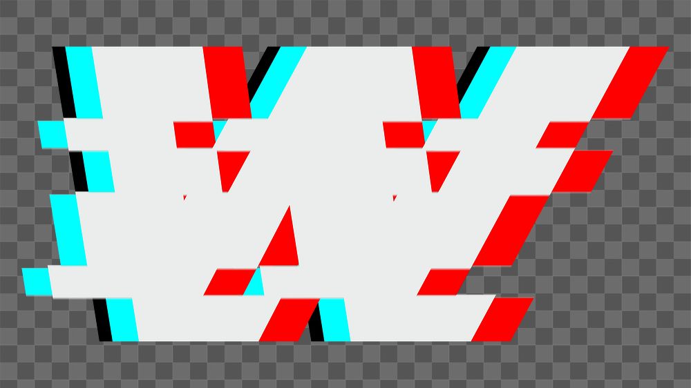 Letter w png glitch alphabet, transparent background