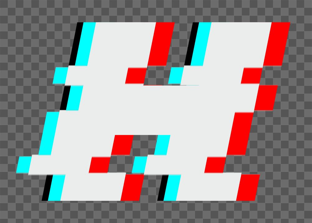 Letter H png glitch alphabet, transparent background