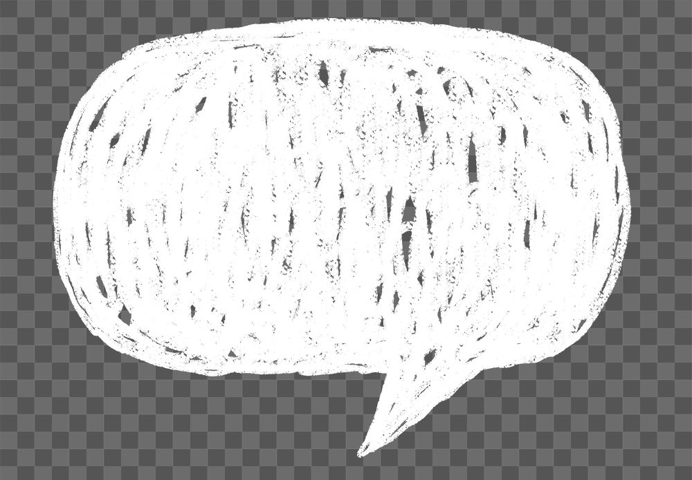White speech bubble icon png cute crayon shape, transparent background