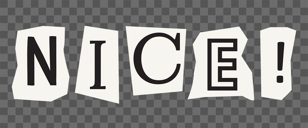 Nice  png word in black&white papercut, transparent background