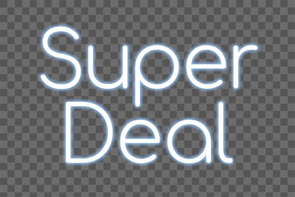 Super deal png blue neon word, transparent background