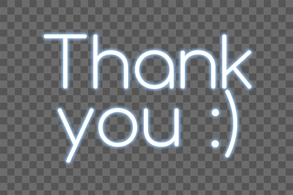 Thank you :) png blue neon word, transparent background