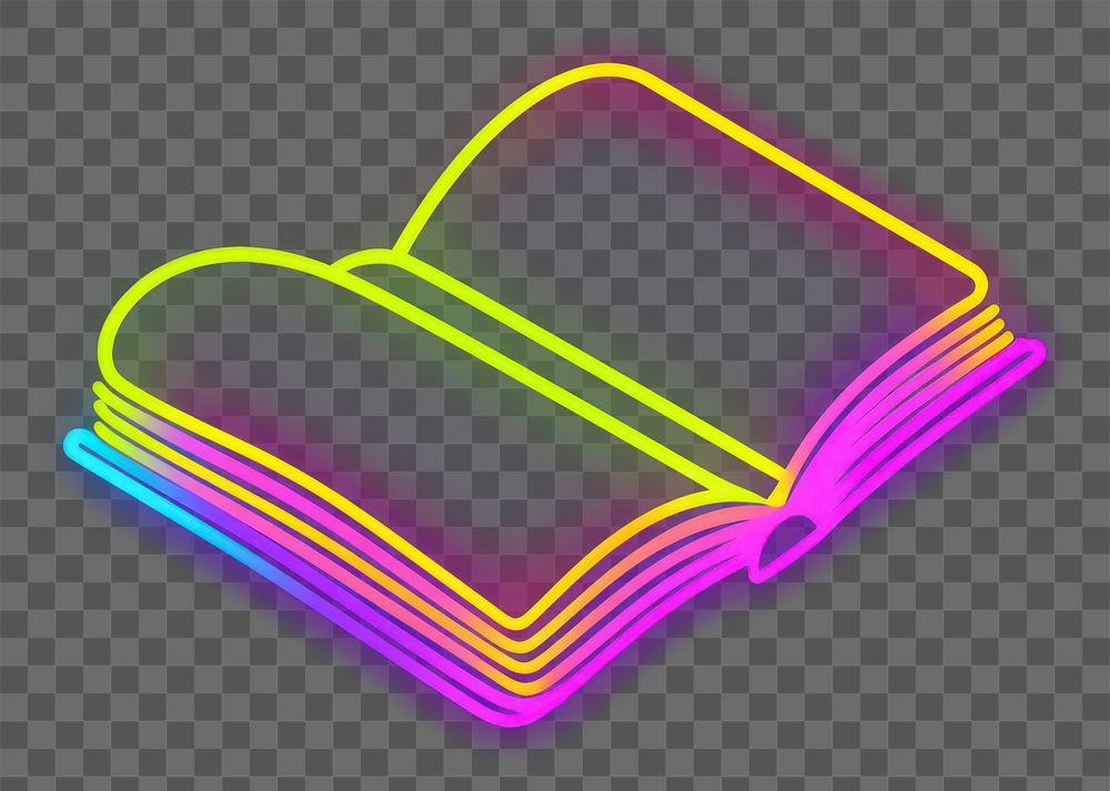 PNG Book icon neon purple light.