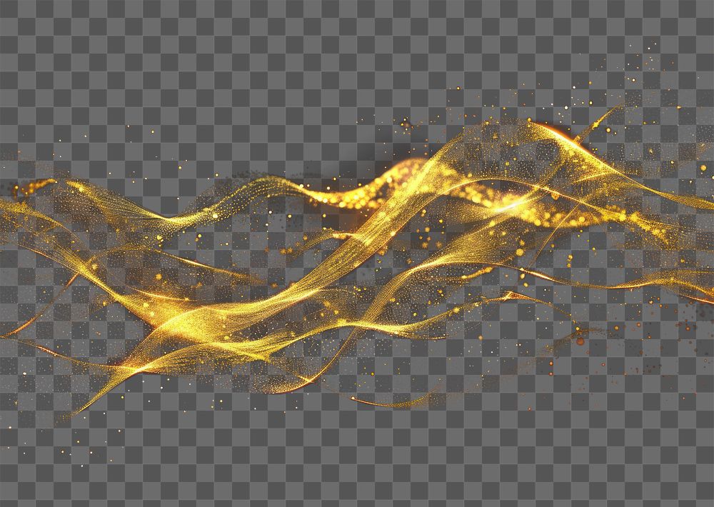 PNG Golden abstract wave light particles