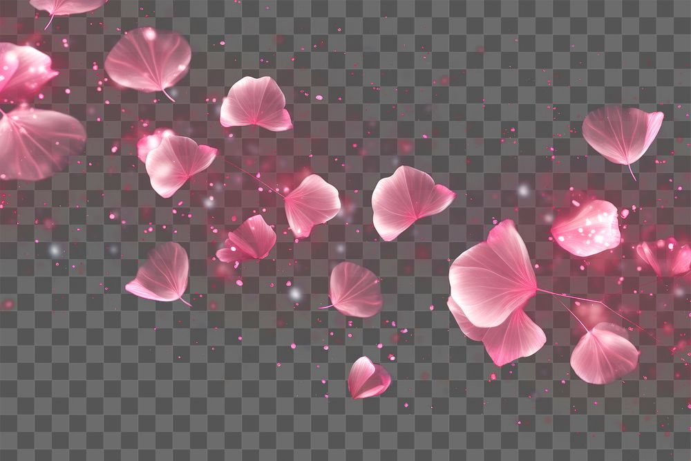 PNG Rose petals sparkle light glitter background floating pink.