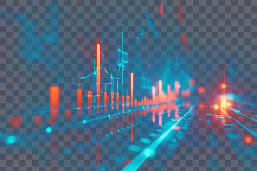 Digital stock market background chart light candlestick chart.