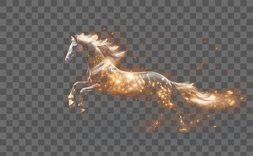 PNG Horse running sparkle light stallion animal mammal.