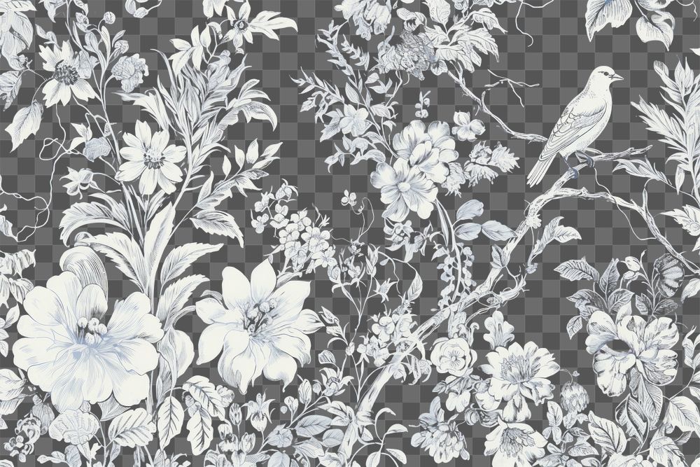 PNG Birds and flowers wallpaper pattern nature.