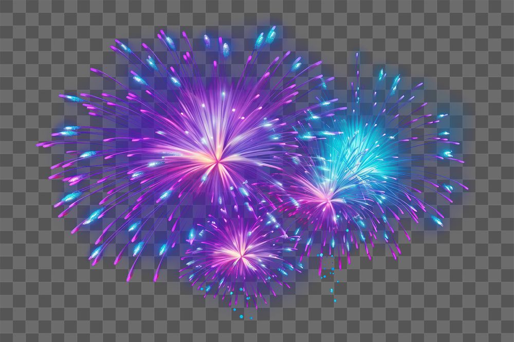 PNG Neon fireworks light illuminated celebration.