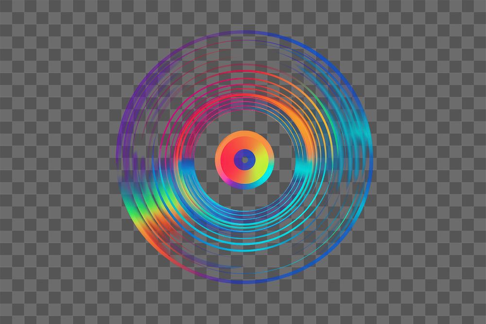 PNG Vinyl record pattern spiral illuminated. 