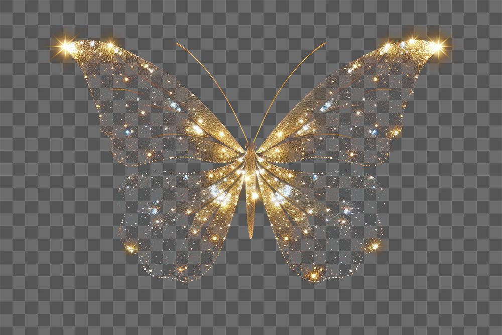 PNG Butterfly shape sparkle light glitter outdoors nature night.