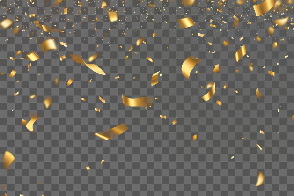 PNG Gold confetti falling on a black background gold celebration celebratory.