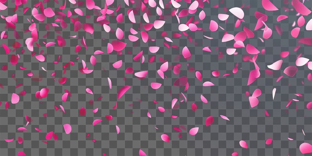 PNG Pink confetti falling on a black background petals beautiful floating.