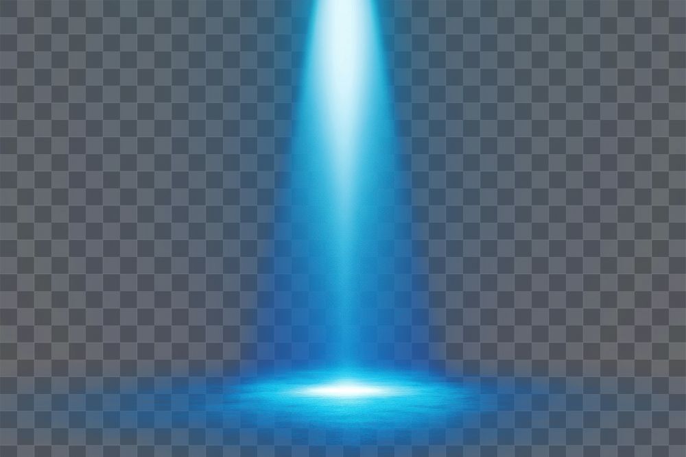 PNG An isolated blue light beam effect lighting spotlight stage.