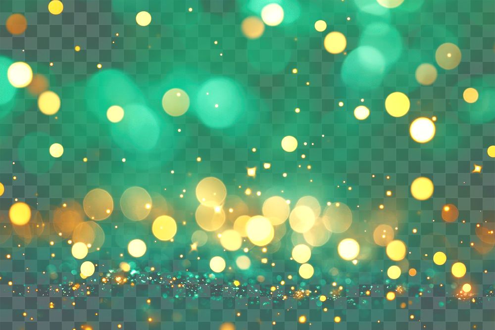 PNG Green background with bokeh lights abstract glitter glowing.