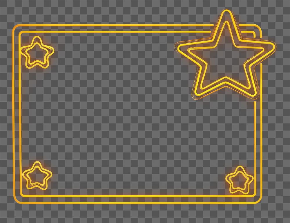 PNG Yellow Christmas stars frame background lights neon.