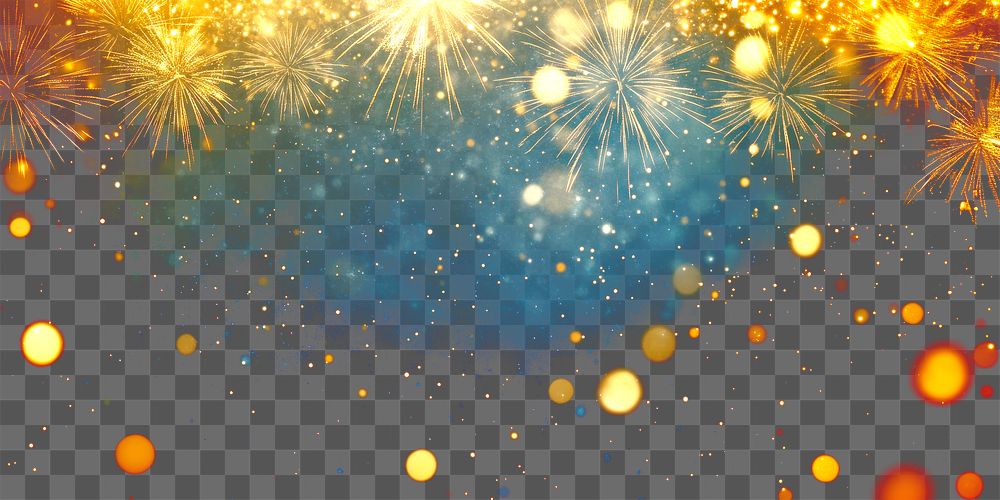 PNG Blue and gold Abstract background fireworks night celebration.