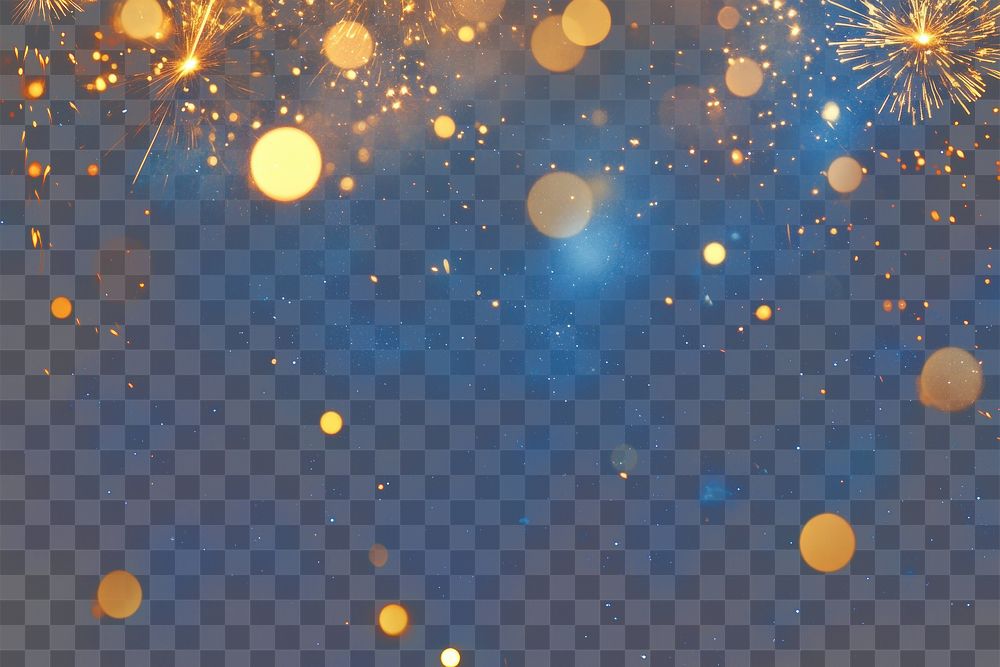 PNG Blue and gold Abstract background fireworks lights night.