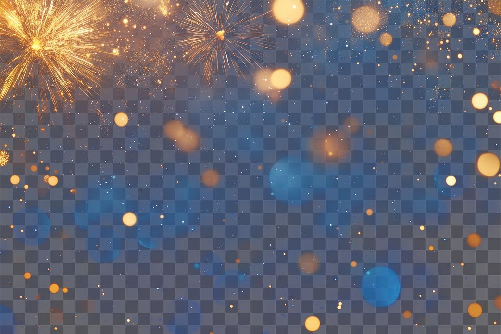 PNG Blue and gold Abstract background fireworks lights night.